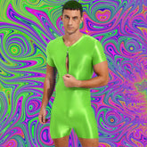 Neon Bold Glossy Zipper Men's Bodysuit